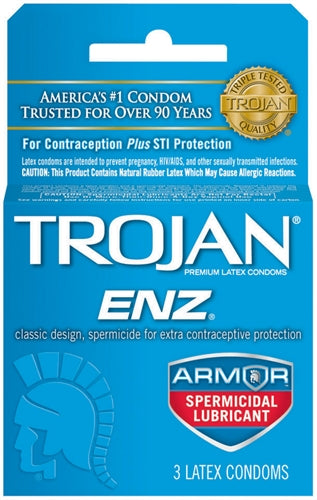 Trojan Enz Armor Spermicidal Lubricated Condoms - 3 Pack TJ93150