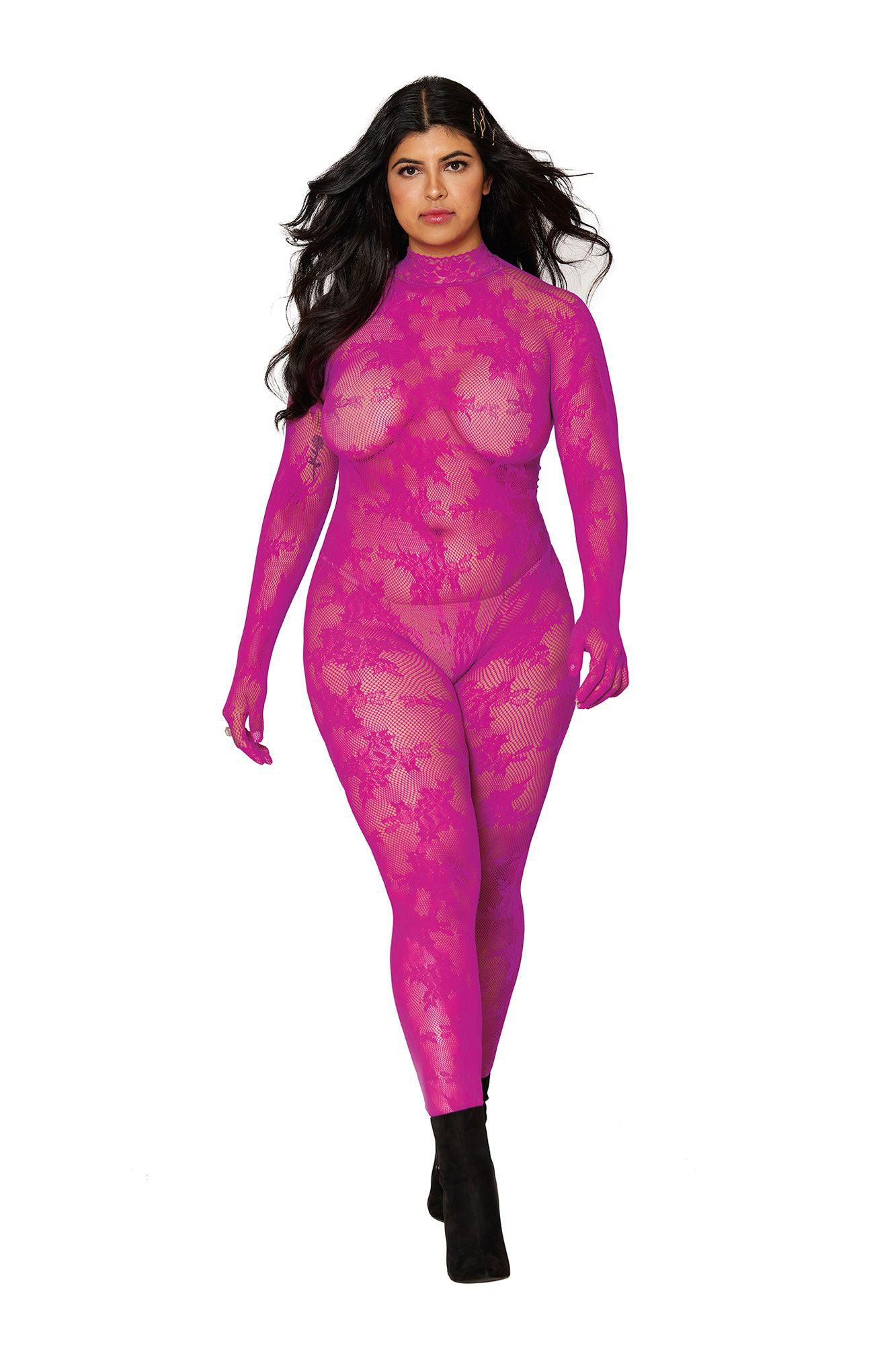 Bodystocking With Finger Gloves - Queen Size - Azalea DG-0416AZAQ