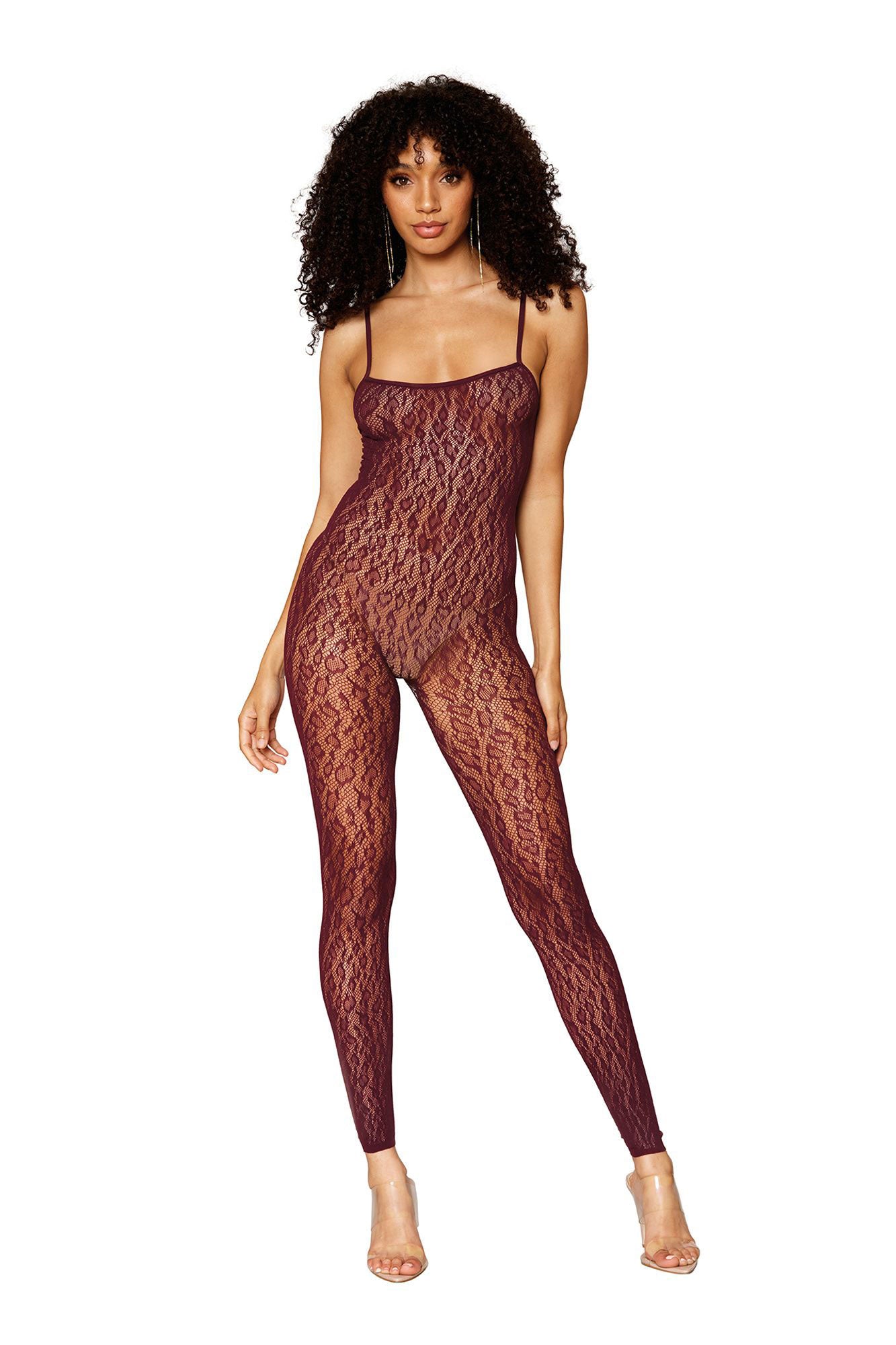Catsuit Bodystocking and Shrug - One Size - Burgundy DG-0417BUROS
