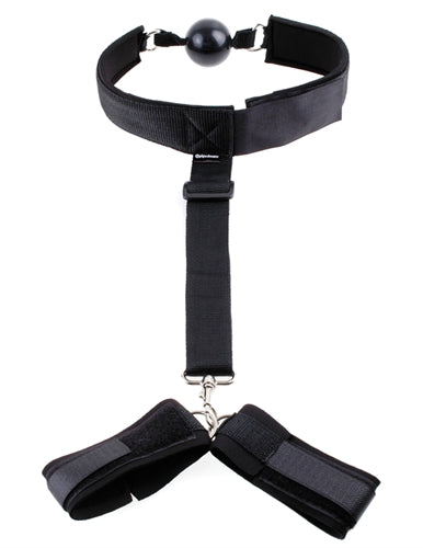 Fetish Fantasy Series Gag and Wrist Restraint - Black PD2178-23