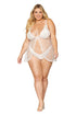 Babydoll and Pearl G-String - Queen Size - White DG-12834WHTQ