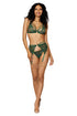 Bralette With Garter Belt and G-String - One Size  - Evergreen DG-12707GRNOS