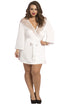 Satin & Eyelash Robe - Queen Size - White STM-10695XWHT