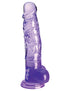 King Cock Clear 8 Inch With Balls - Purple PD5756-12