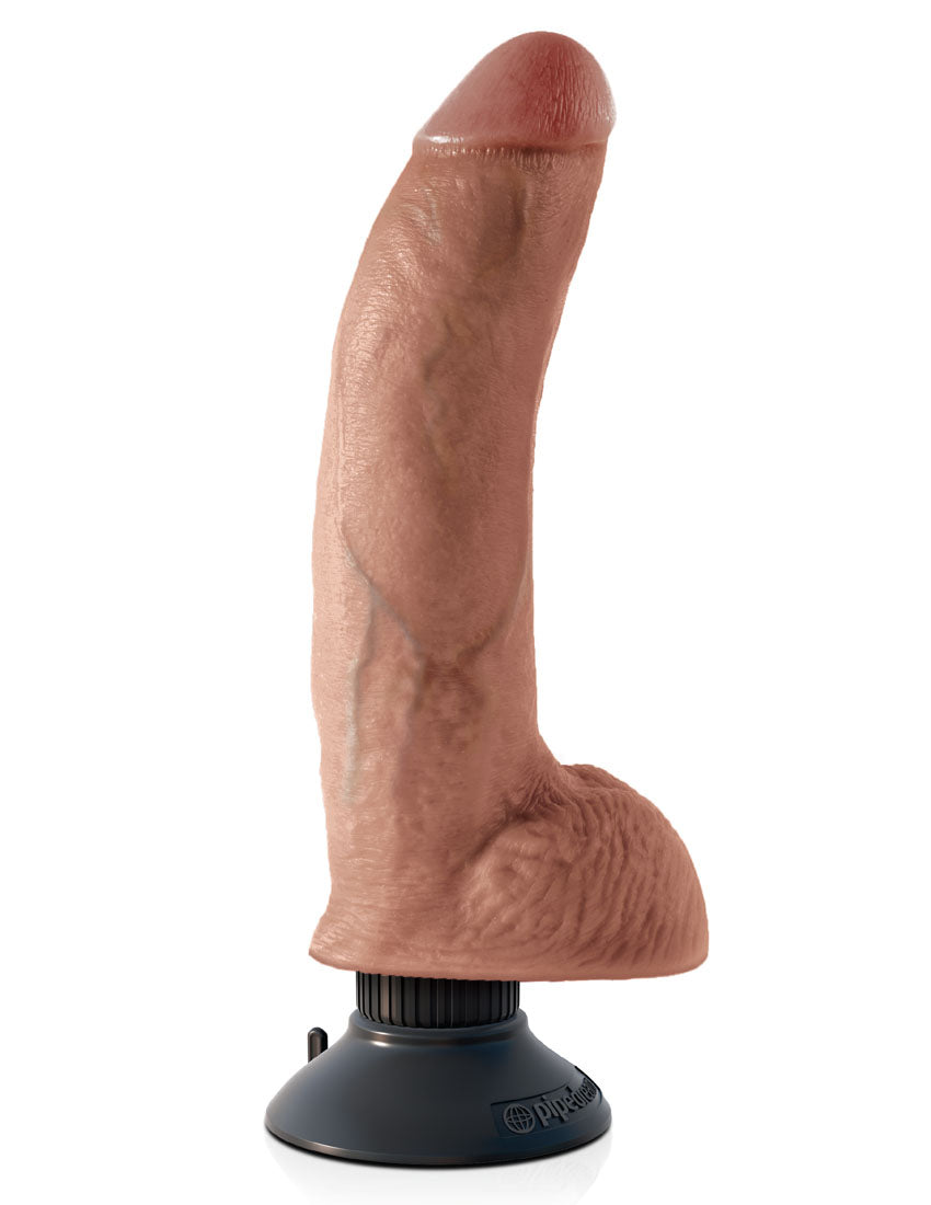 King Cock 9 Inch Vibrating Cock With Balls - Tan PD5409-22